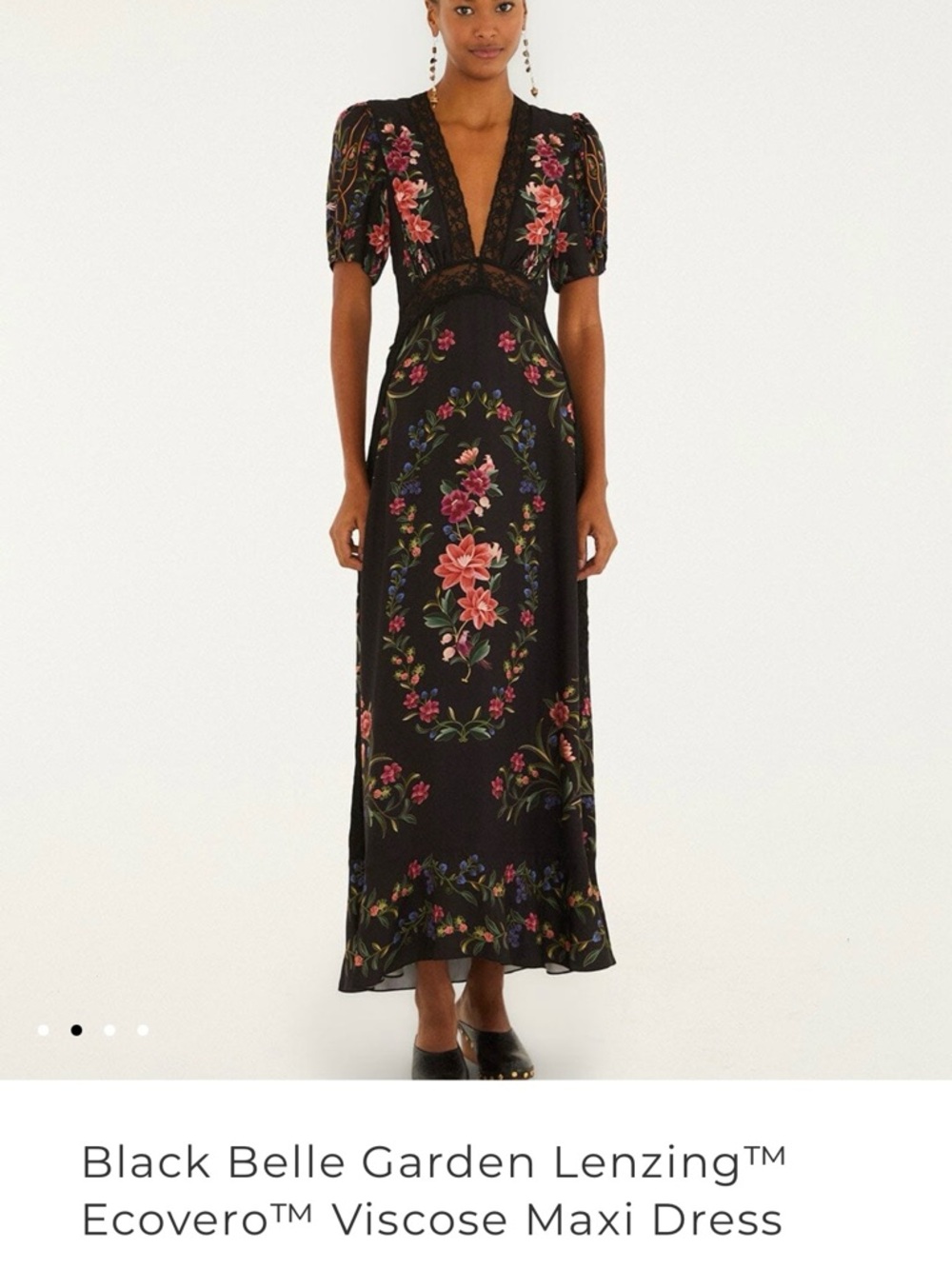 FARM Rio Black Floral V-Neck Maxi Dress